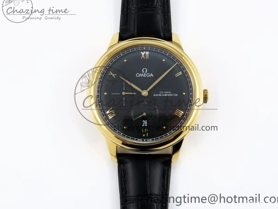 0501 WeatherProof De Ville Power Reserve YG MKF 1:1 Best Edition Black Dial on Black Leather Strap A 7758
